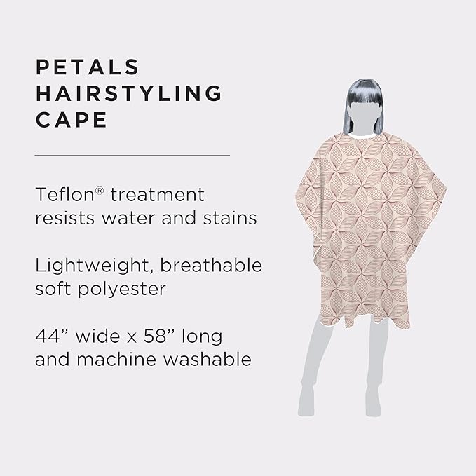 Fromm Professional Client Hair Styling and Hair Cutting Cape, Water and Stain Repellent Teflon Coating for Shampoo Bowl and Wet/Dry Cutting, 44" x 58", Petals