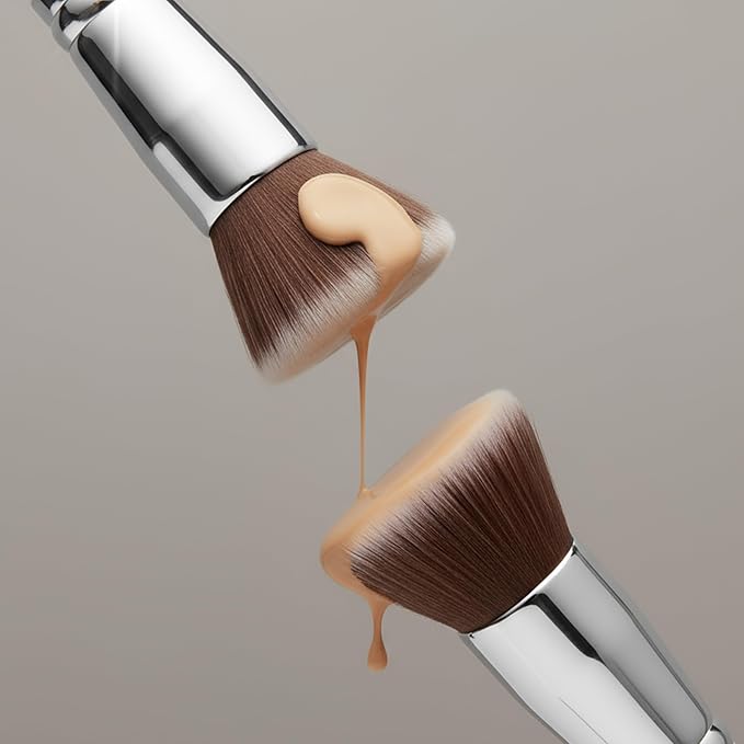 Lamora Makeup Brush Foundation Kabuki - Flat Top Face Brush for Liquid, Cream, and Powder Cosmetics - Full Coverage Blending, Buffing, Stippling, Contouring