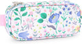 mibasies Girls Pencil Case for Kids, Multi-Slot Pencil Pouch, Floral Sky Blue