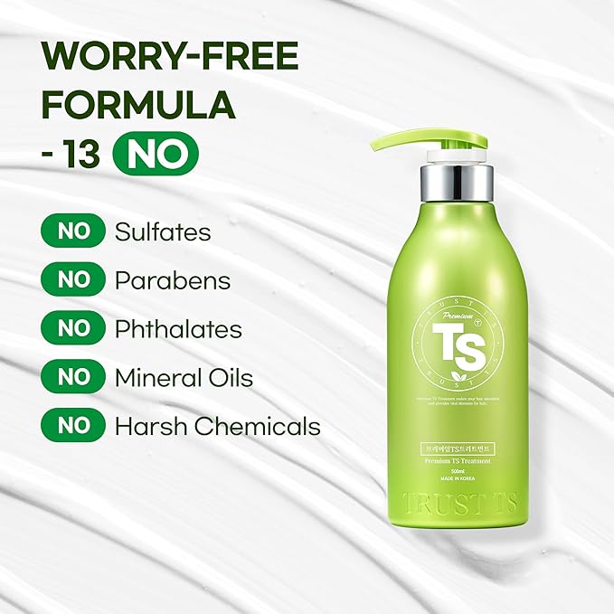 TS Premium TS Treatment | Korean Hair Care with Argan Oil & Shea Butter | Repairs Damaged, Weak Hair | Soothes Scalp Discomfort with Natural Plant Extracts (16.9 Fl Oz)