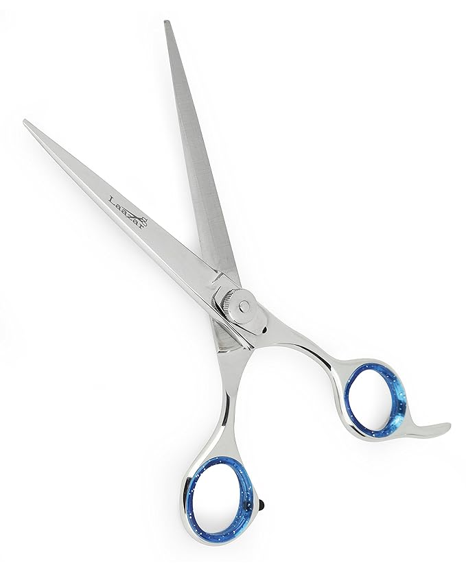 Laazar Pro Straight Hair Cutting Scissors | Professional Barber/Hairdresser Trimming Shears with Japanese Steel Blade and Comfort Rings | Extra Sharp | Grooming Tools for Men and Women