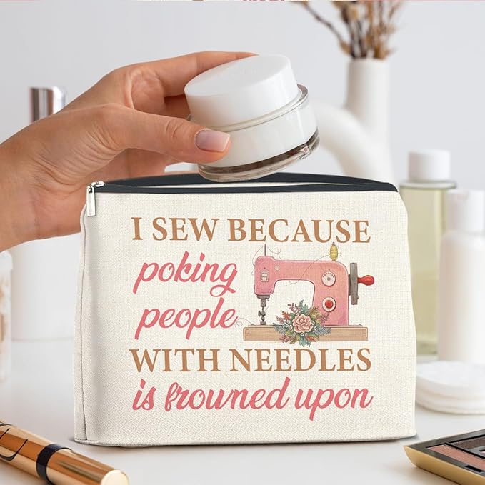 Sewing Gifts Makeup Bag Sewing Lover Gifts Sewer Gift for Women Sewing Lovers Cosmetic Bag Zipper Makeup Pouch