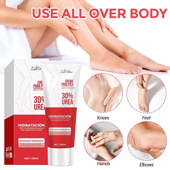 Urea Cream 30 Percent for Feet 3.38 oz, Foot Cream and Hand Cream Maximum Strength with Hyaluronic Acid, Aloe Vera for Deep Moisturizes, Callus Remover