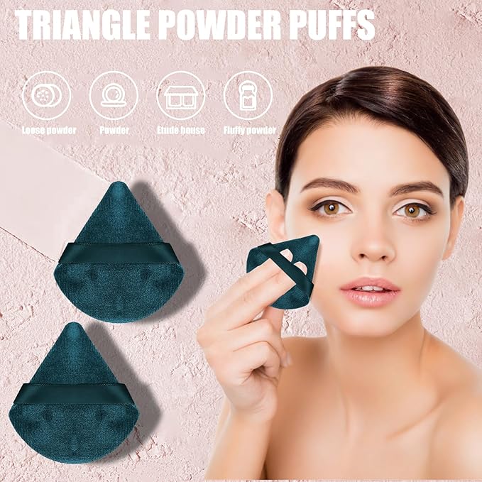 30PCS Triangle Powder Puff Face Makeup Powder Puffs Sponge Soft Powder Puffs for Loose Powder Cosmetic Foundation Blackish Green