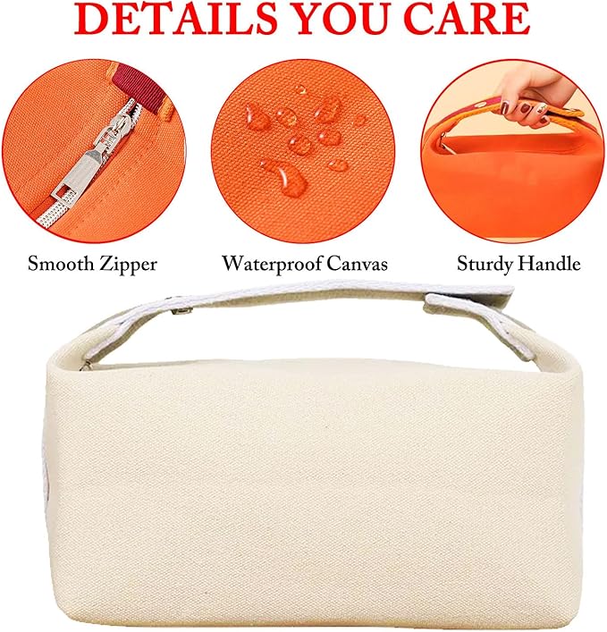 Travel Makeup Bag, Waterproof Canvas Cosmetic Bag Make Up Organizer Case for Women, Large Toiletry Bag Skincare Pouch for Toiletries Accessories Brushes