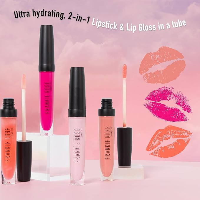 Frankie Rose Cosmetics Lip Gloss | Non-Sticky Formula, Long Lasting Gloss Shimmer, Bold Pigment & Hydrating Gloss of Lips, Pearl Sugar Glossy Lip Gloss, 20g