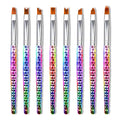 Wokoto 8 Pc Ombre Nail Brush Set - Acrylic & Gel Nail Art Kit with Gradient Painting & Flower Drawing Brushes