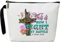 Christian Cosmetic Bag for Women, Floral Cross Makeup Bag Gifts for Friend Mother Coworker Travel Essentials Purse Toiletry Pouch Cosmetic Bag with Zipper(This is How I Fight my battle)