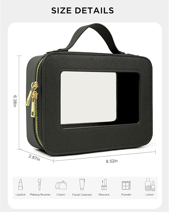 KOTORA Small Makeup Bag for Purse Cute Travel Makeup Bag Clear Cosmetic Bag with Zipper, Car Make Up Bag Organizer Storage Traveling Car Accessories Travel Essentials for Women