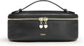 Kattee Makeup Bag for Women, Leather Cosmetic Bag, Working Makeup Bags for Ladies with Handles, Portable Travel Toiletry Bag,Black
