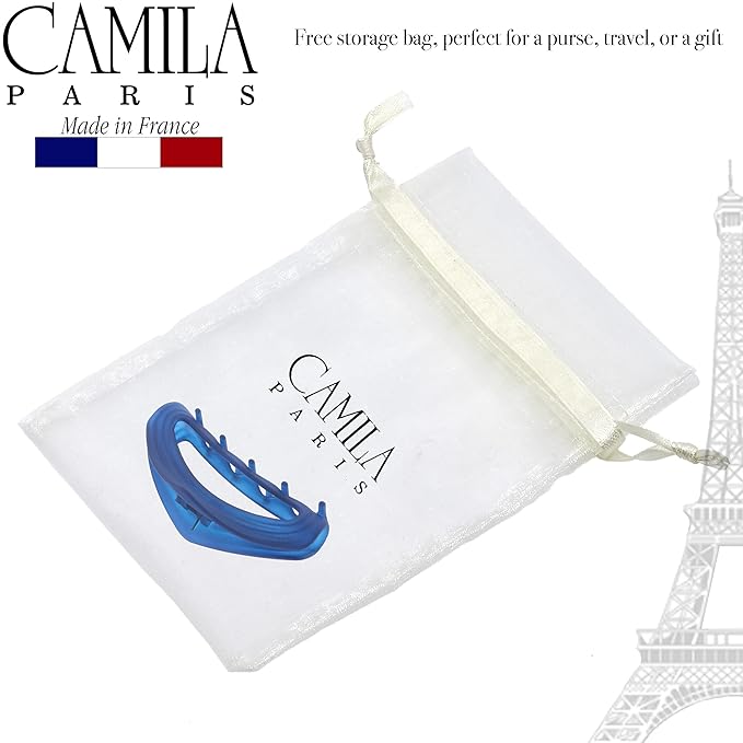 Camila Paris CP3532 French Hair Clip for Women, Blue, Girls Hair Claw Clip Jaw Fashion Durable and Styling Hair Accessories for Women, Luxury Ladies Strong Hold No Slip Grip Clamp, Made in France
