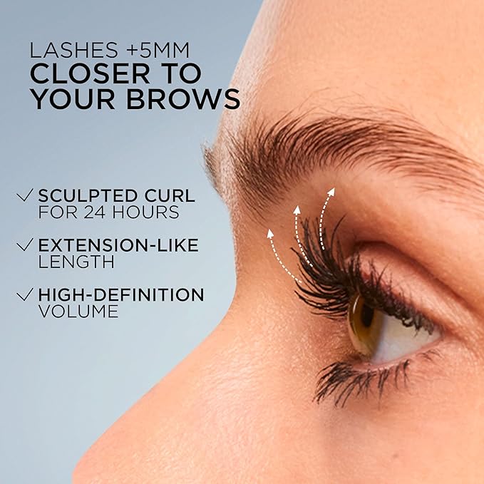 L'Oreal Paris Extensionist Waterproof Mascara, Lengthening, Volumizing, and Curling Formula For a Lash Extension Eye Makeup Look, Waterproof Black