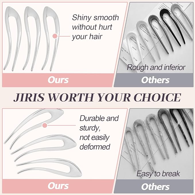 2PCS 5Inch French Hair Pins Large U-Shaped Pins for Women and Girls Fashion Metal Hair Pin French Twist Hair Pins for Buns, Updos,Stylish and Functional(set6-silver)