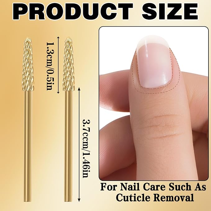 2Pcs 3/32" Cuticle Bit Gel Remover Drill Bit, Remove Dead Skin Small Cone Clean Medium Grit Carbid Professional Manicure Tool for Electric Nail Drills Conical Accessories for Home Use Nail Salons