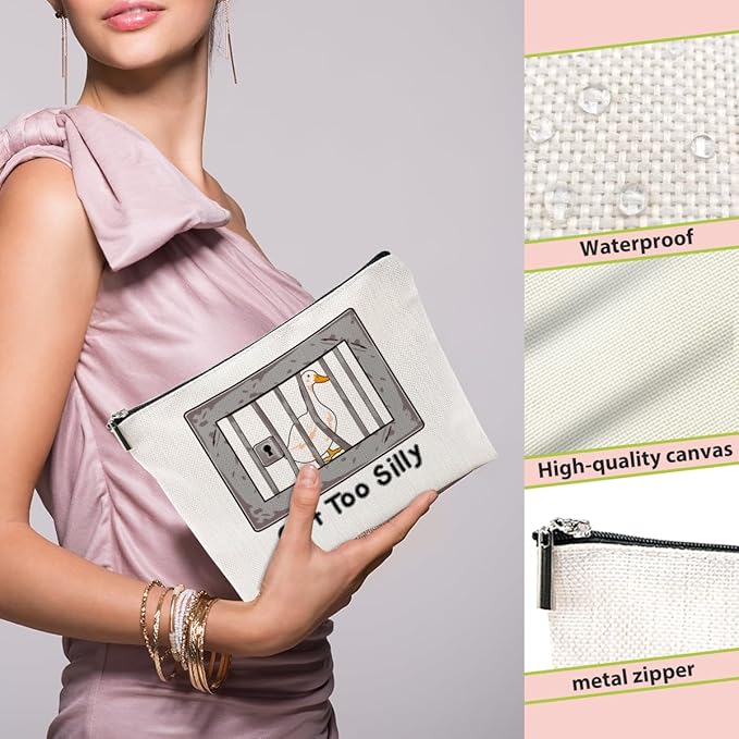 Funny Goose Pun Makeup Bag, Funny Gifts Cosmetic Bag, Goose Gifts Travel Organizer Animal Humor Zipper Pouch Graduation Birthday Friendship Gifts for Women Coworker Best Friend Sister