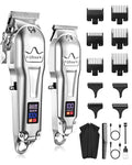 Ufree Hair Clippers for Men Professional, Barber Clippers and Trimmers Set, Cordless Hair Clippers for Hair Cutting Kit with LED Display, Electric Hair Trimmer, Gifts for Men, Silver