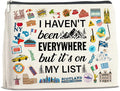 Travel Gifts Makeup Bag, Travelers Gifts for Women, Gifts for Women Who Like to Travel, Adventure I Haven't Been Everywhere But It's on My List Zipper Makeup Pouch