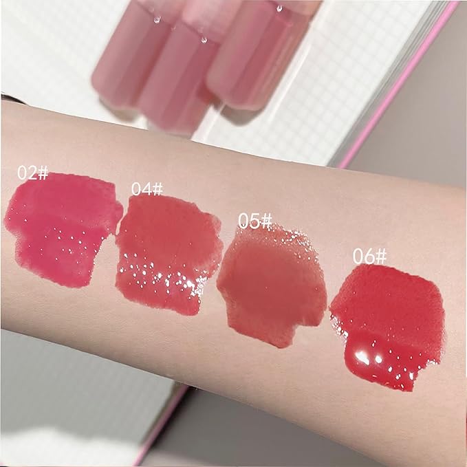 4PCS Hydrating Lip Gloss Set,Highly-Pigmented Korean Lip Glaze,Plumping Lipgloss, Moisturizing Mirror Liquid Lipstick, Non-Stick Cup,Glossy Finish,Long-lasting Natural Makeup