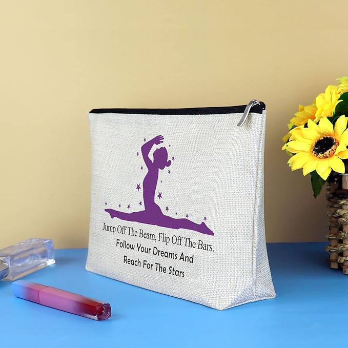 3 Pcs Gymnastics Lover Gifts for Women Girls Gymnast Makeup Bag Inspirational Gift for Gymnast Cosmetic Bag Gymnastic Coach Gifts Graduation Christmas Birthday Gift for Gymnastics Lover Sister Friends