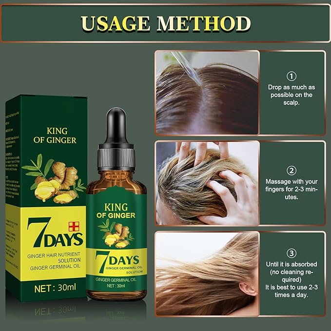 Biotin Hair Growth Serum for Hair Loss Treatment and Regrowth - Natural Ginger Essential Oil for Stronger, Thicker and Longer Hair for Women & Men (1.0 Fl Oz / 30ML)