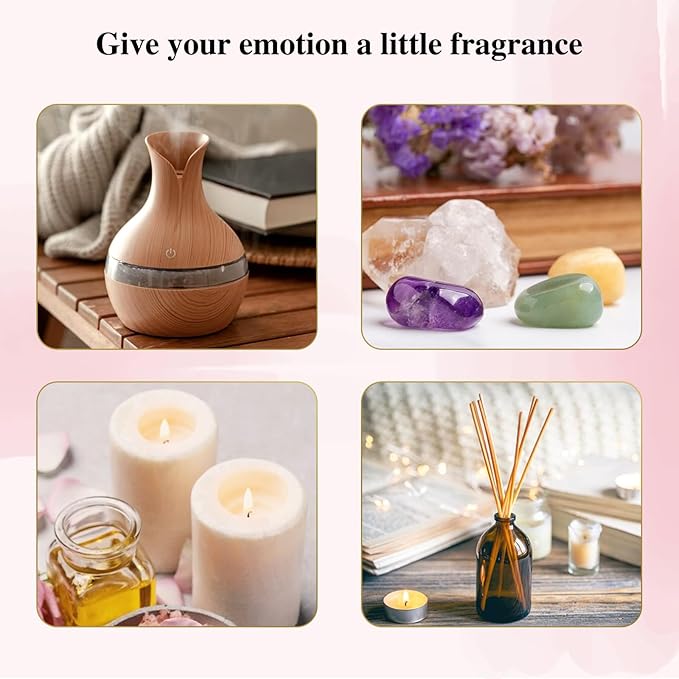 EUQEE Floral Essential Oils Set of 6 Pure Essential Oil Gift Set for Diffusers, Soap & Candle Making - Lavender, Rose, Ylang Ylang, Jasmine, Geranium, Chamomile Aromatherapy Oils - 10ml