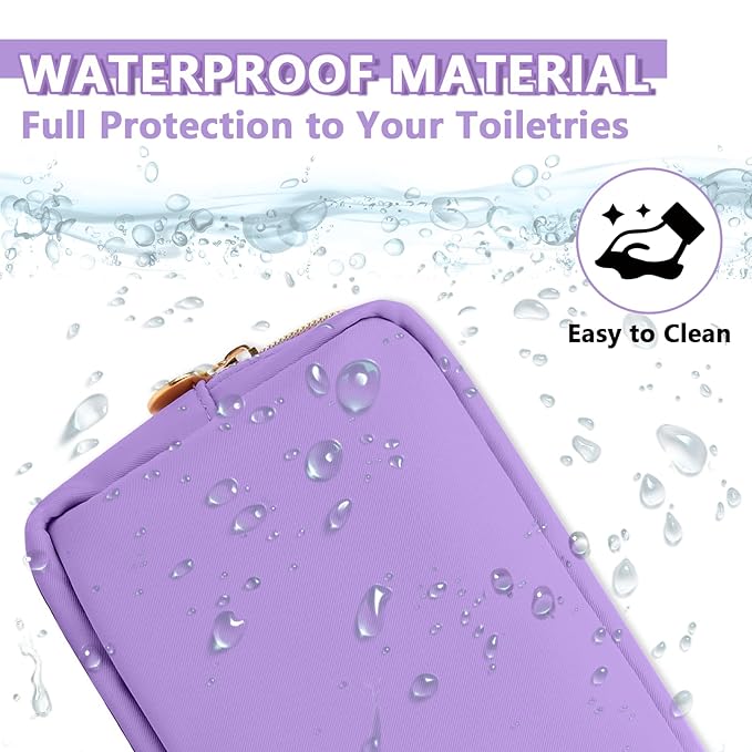 Small Makeup Bag Pouch for Purse, Nylon Travel Toiletry Storage Bag Cute Preppy Cosmetic Bag for Women Girls, Waterproof Makeup Organizer Bag Pouch Skincare Bag Purse with Zipper (Small-Grape)