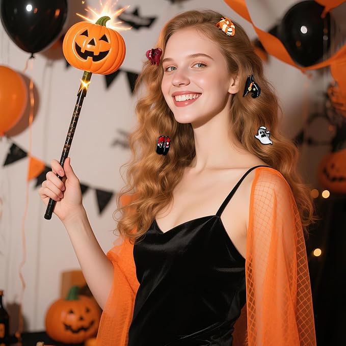 Original Italian-Designed Mini Halloween Hair Claw Clips for Women - Black Witch Hat, Handmade Cute Vintage Halloween Hair Accessories for Hair Deco, Plant-Based Acetate, Gift Boxed