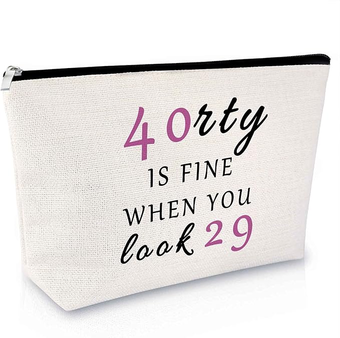 Sfodiary 40th Birthday Gifts for Women Makeup Bag 40 Year Old Birthday Gifts Best Friend Gift Cosmetic Bag Wife Gift Ideas for 40th Anniversary Mom Travel Cosmetic Pouch Christmas Gift for Women