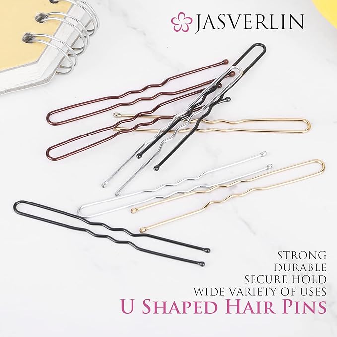 U Shaped Bobby Pins Hair Brown, Bun Hair Pins for Women Styling Long Large Metal Updo Ballet Dance Accessories 2.4 in