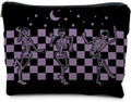 Funny Gothic Skeleton Makeup Pouch, Halloween Gifts for Women, Witchy & Dark Academia Makeup Bag, Horror Accessory (Purple)
