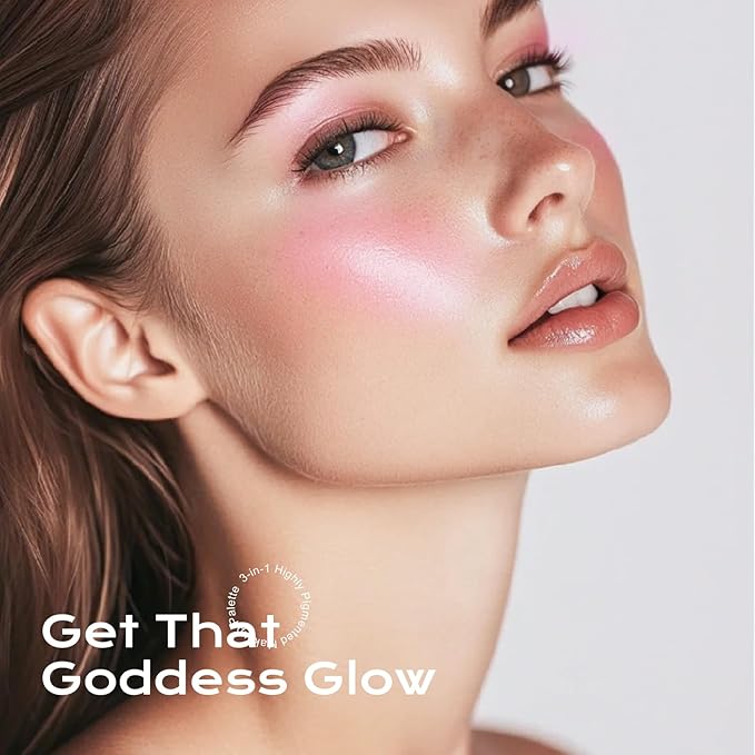 Color Nymph Ultra-Creamy Highlighter Blush Bronzer Stackable Makeup Palette | 3-IN-1 Multiuse Long-Lasting & Shimmer Power, Travel-Friendly Makeup Kits | Vegan & Cruelty-Free - Starlit Glow