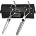 Apex 6" Complete Set of Hair Cutting Shears Includes a 6" Cutting Scissors and a 6" Thinning Shear with a Leather Case - 440C Stainless Steel - Designed by Saki Shears