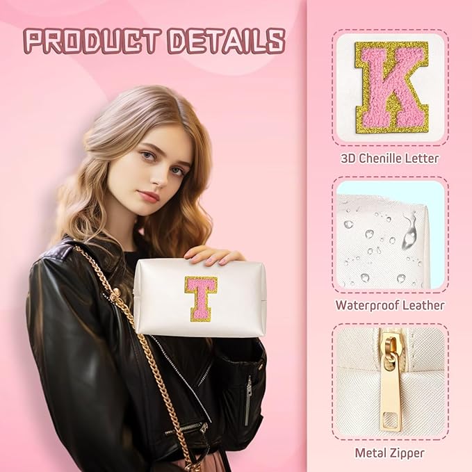 TOPEAST Travel Makeup Bag for Women, Cosmetic Bag Travel Toiletry Bag Birthday Travel Gifts for Women (Pearly White M)