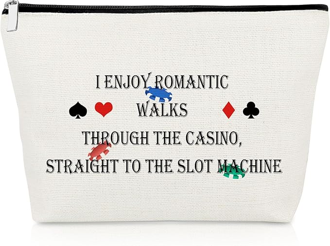 Funny Gambling Gifts Makeup Bag Casino Lover Gift Gambler Presents Lucky Casino Cosmetic Bag Friendship Presents for Best Friend Sister Coworker Gambler Lover Christmas Birthday Travel Cosmetic Pouch