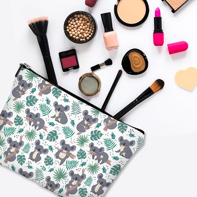 Small Makeup Bag for Purse Cute Canvas Waterproof Cosmetic Bags for Women Zipper Travel Toiletry Pouch-Koala Makeup Bags