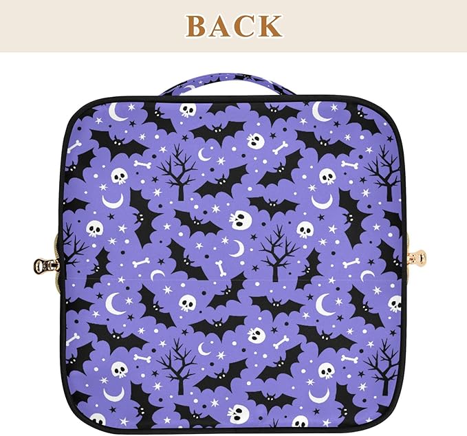 Makeup Organizer Bag, Halloween Bat Travel Makeup Bags Makeup Vanity Case Large Capacity Rhombus Cosmetic Toiletry Bag for Girl Women Ladies
