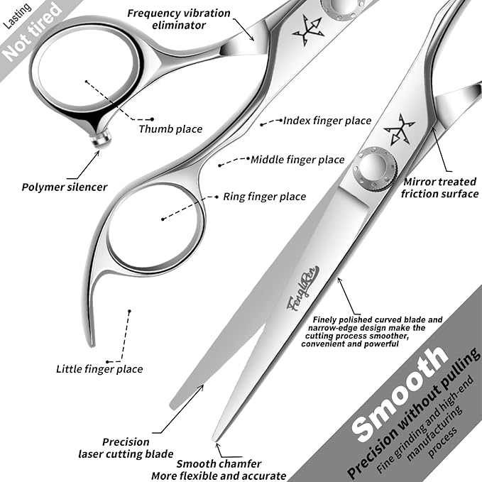 High-end Professional Extremely Very Sharp Barber Hair Cutting Scissors Hairdresser Shears For Hair 6 Inches Haircut Scissor Made Of Stainless Steel Alloy For Hairdressing Salon and Home Use