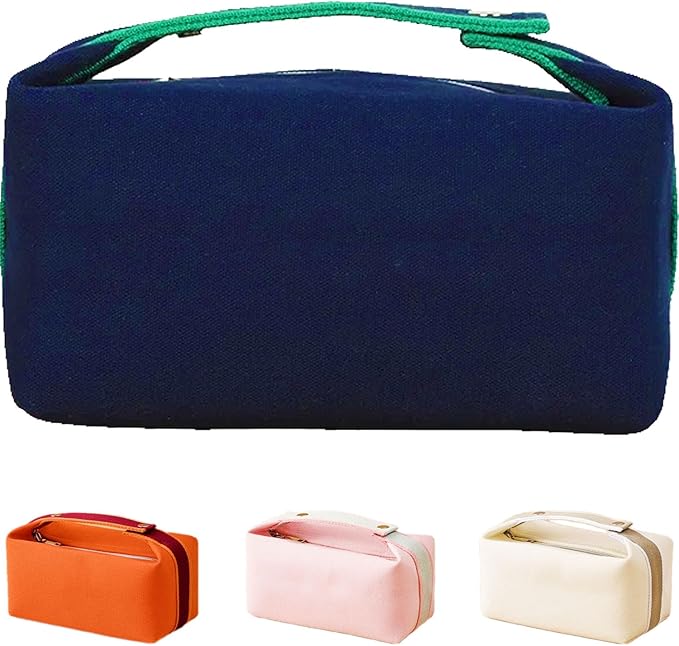 Travel Makeup Bag, Waterproof Canvas Cosmetic Bag Make Up Organizer Case for Women, Large Toiletry Bag Skincare Pouch for Toiletries Accessories Brushes