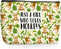Cute Monkey Print Makeup Bag Monkey Gifts Cosmetic Travel Bag Monkey Accessories Decor Stuff for Animal Monkeys Lovers Women Girls Sister Best Friend Mom Funny Skincare Bags for Christmas Birthday