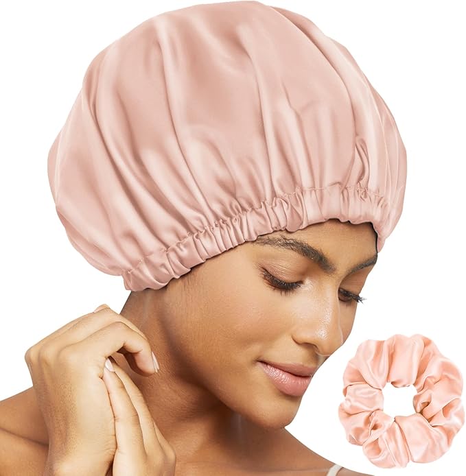 Satin Bonnet Silk Bonnet for Sleeping Women Double Layer Hair Bonnet Wrap Sleep Cap Gifts for Women Curly Hair