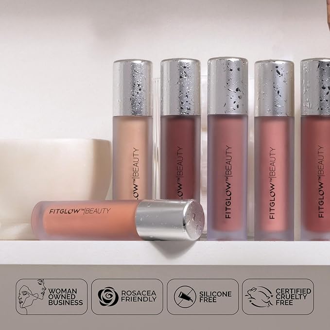 FITGLOW Beauty Lip Colour Serum | Hydrating Lip Gloss | Plumping Anti-Aging Lip Treatment | Natural Shine with Pomegranate Sterols & Collagen | Buildable Color for Dry Chapped Lips | Dahlia - 10g