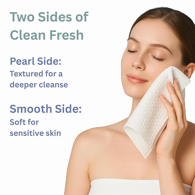 FRESH TOWELS Disposable Face Towels, Makeup Removal Face Towelettes & Dry Wipes, 150 Ct, 3 Packs
