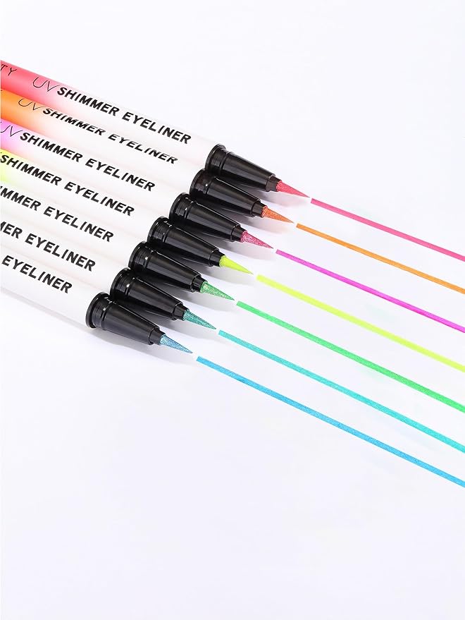 Metallic Neon Liquid Eyeliner, Glitter Neon Colored Eyeliners Pen, High Pigmented, Waterproof Smudge-Proof and Long-Lasting Metallic Eye Makeup for Halloween Christmas,Shimmer Red