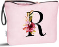 Vavabox A-Z Personalized Makeup Bag, Birthday Gifts for Women Mom, Gifts for Best Friend, Bride Bridesmaid Cosmetic bag (R, Pink)