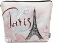 Women Cosmetic Bag Eiffel Tower, Watercolor Paris Eiffel Tower Cute Makeup Bag For Purse Cosmetic Travel Bag For Toiletries Makeup Storage Bag Flax Skincare Bag Make Up Pouch Bags