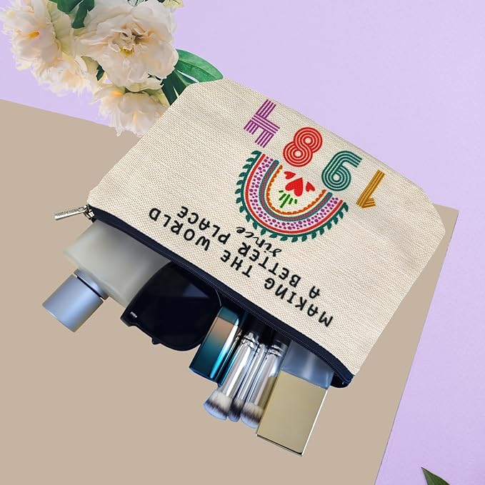 41st Birthday Gifts for Women, Her, 41st Birthday Decorations Makeup Bags, 1984 Anniversary 41 Year Old Gift Ideas for Mom, Wife, Sister, Best Friends, Mothers Day, Christmas Small Cosmetic Travel Bag