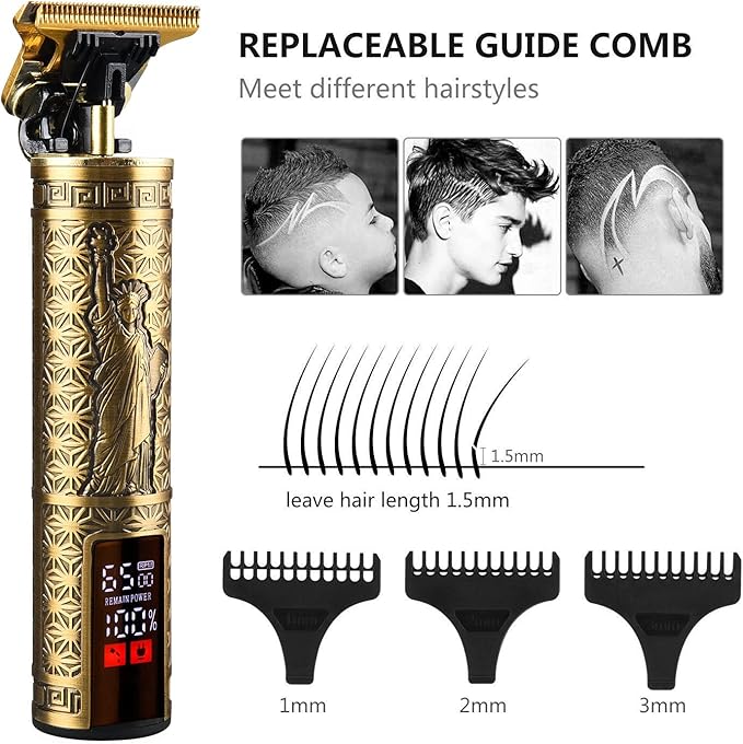 Professional Hair Clippers for Men Electric Haircut Kit Hair Trimmer Grooming Waterproof Rechargeable Close Cutting T Blade Trimmer USB Rechargeable Clippers for Hair Cutting
