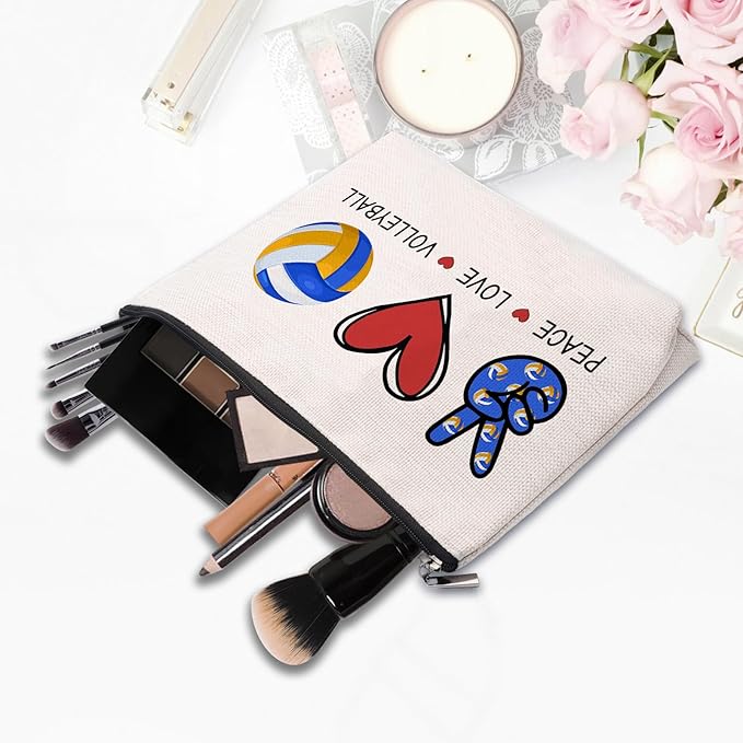 Volleyball Gifts for Women: Inspirational Makeup Cosmetic Bag, Travel Pouch
