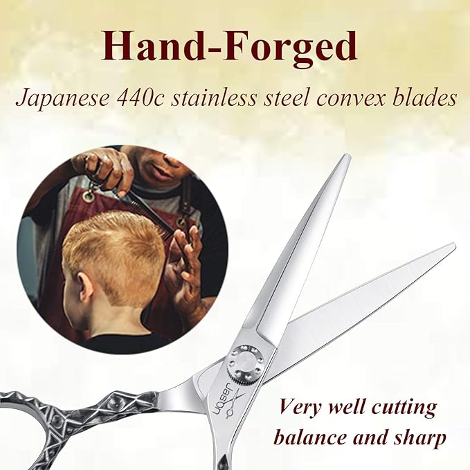 JASON Professional Hair Scissors Barber Scissor 6.0" Razor Edge Hair Cutting Shears Japanese Stainless Steel for Salon Home Kid Men Women