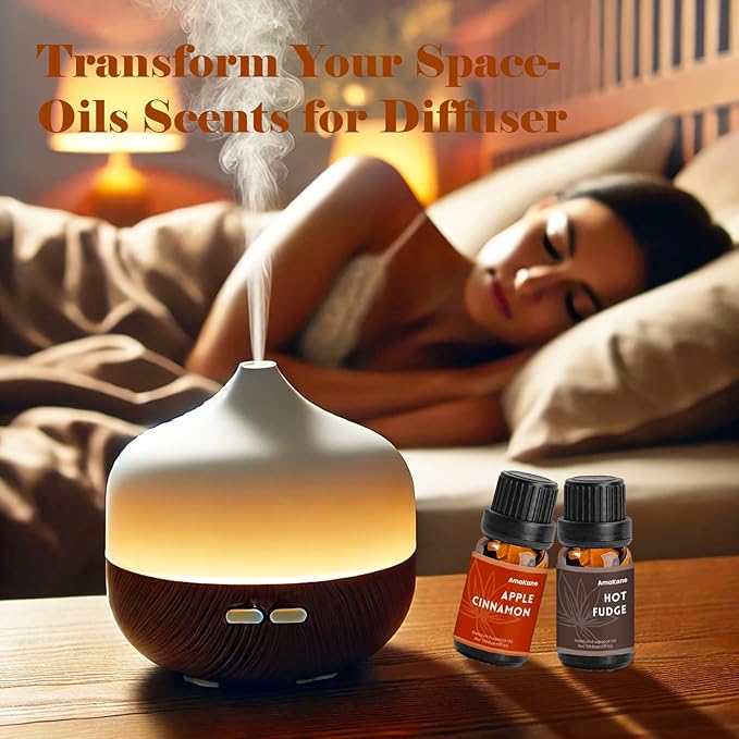 AmaKane Bakery Fragrance Oils, Fall Essential Oils for Diffuser, Candle Making, Soap Scents- Apple Cinnamon, Sugar Cookies, Snickerdoodle, Eggnog Cake, Blueberry Muffin, Hot Fudge, 6x10ml